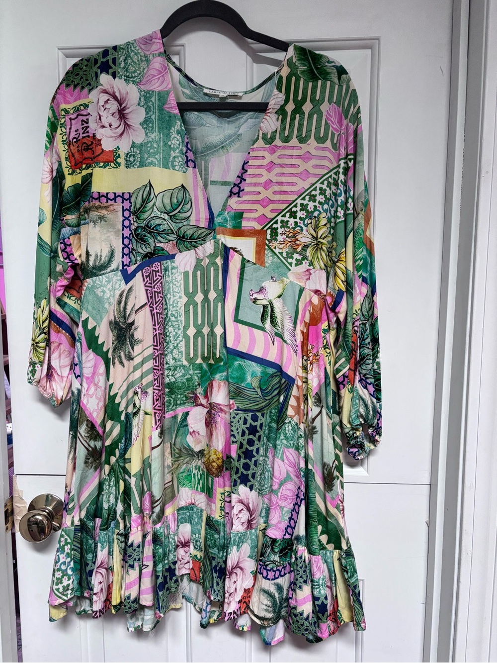 Label of Love Tropical Leaf Print Tunic - Green & Cream